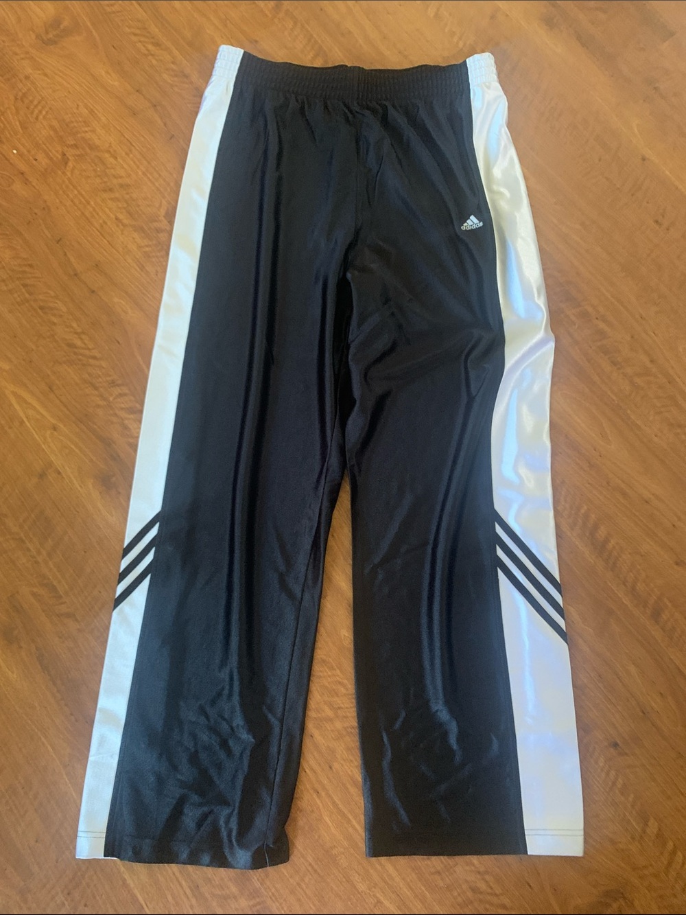 adidas Men’s Black and White Side-Stripe Tear-Away Track Pants